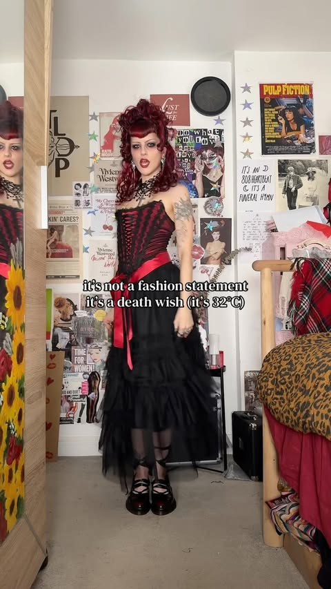 Instagram post by @philosofay for Dr. Martens. Caption reads: [...] skirt — @hellbunnyofficial shoes —....