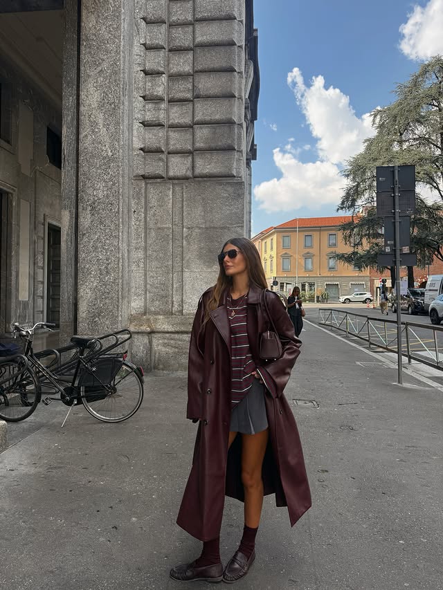 Instagram post by @valentina.brambilla for Lumina Fashion. Caption reads: In my burgundy era 🍒 In @lumina_fashion_official....