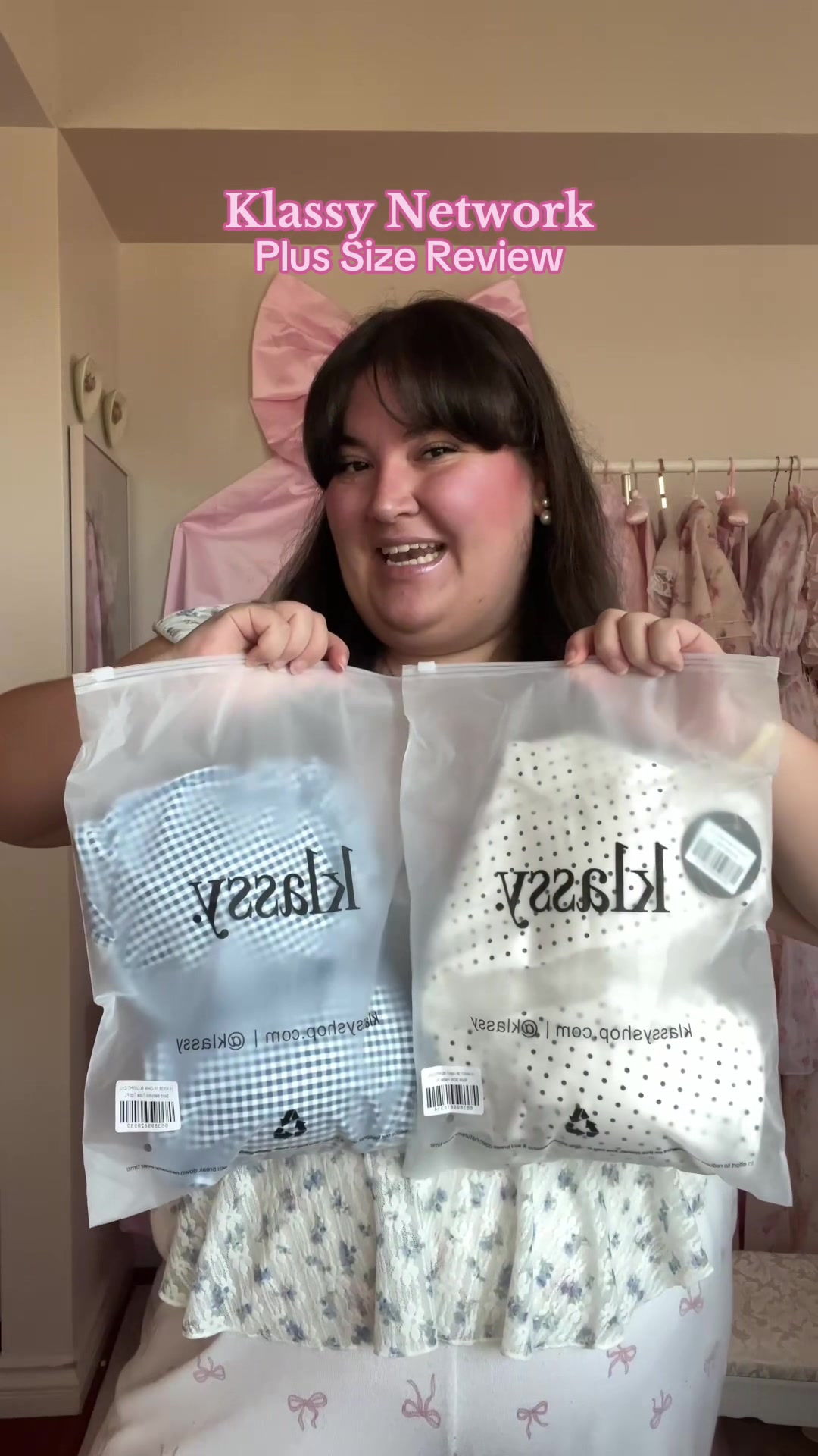 TikTok post by @molliedaniela for Klassy Network. Caption reads: Going to try the 3XL instead, but loooove these....