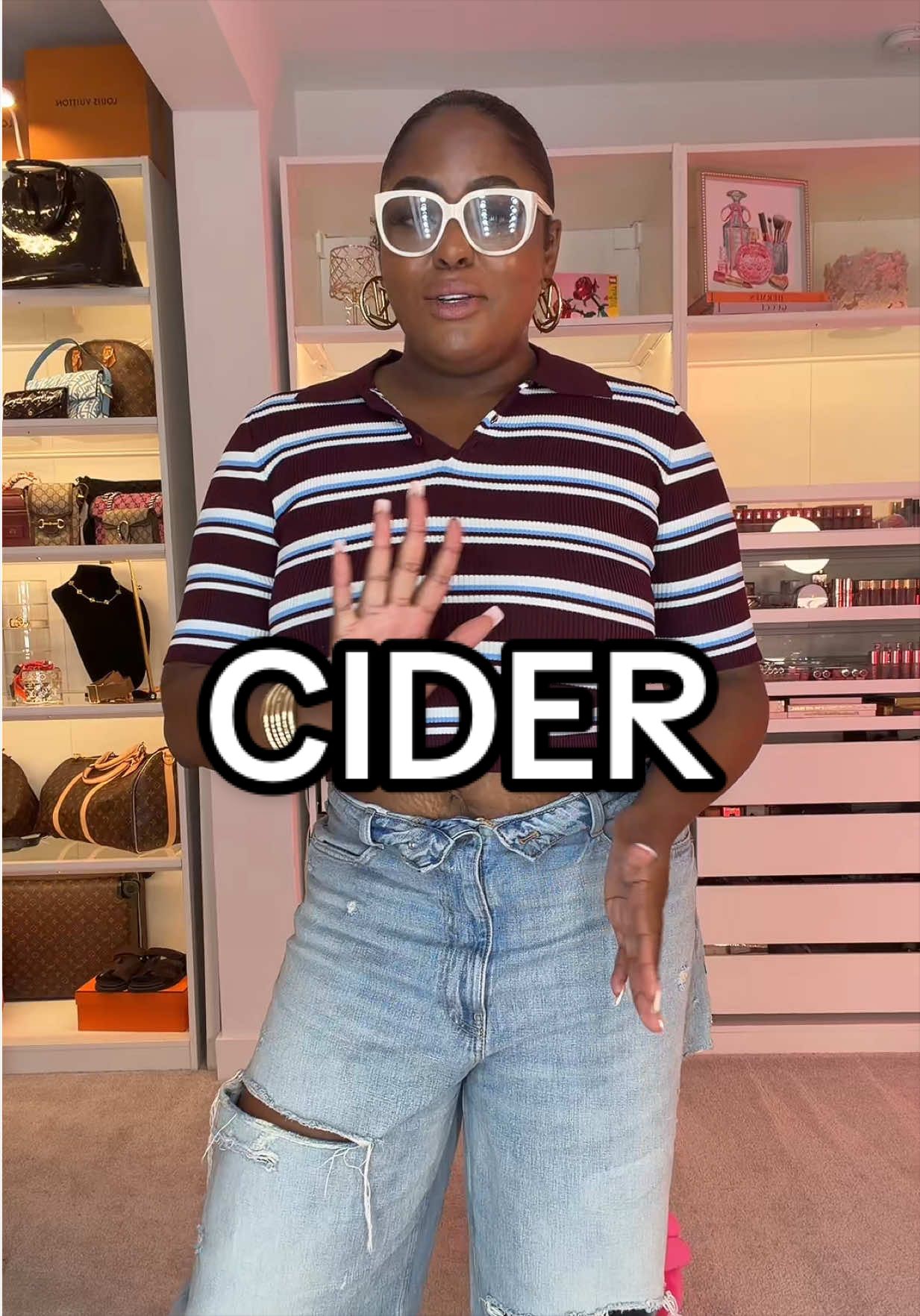TikTok post by @_keepingupwithmeee_ for Cider USA. Caption reads: ✨🤏🏾 Love a Cute collared shirt @Cider USA #cider....