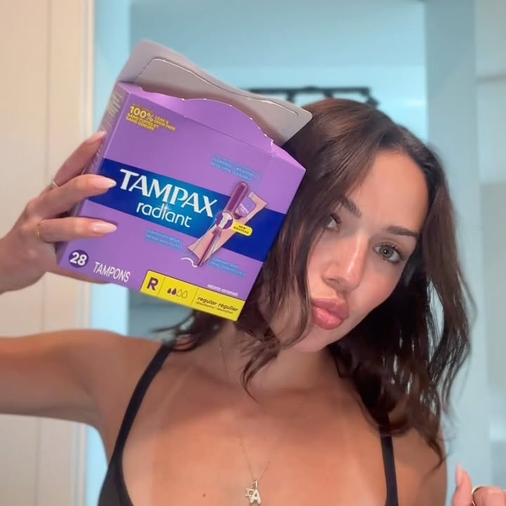 Instagram post by @allanablumberg for Tampax. Caption reads: truly nothing can hold me back thanks to Tampax....