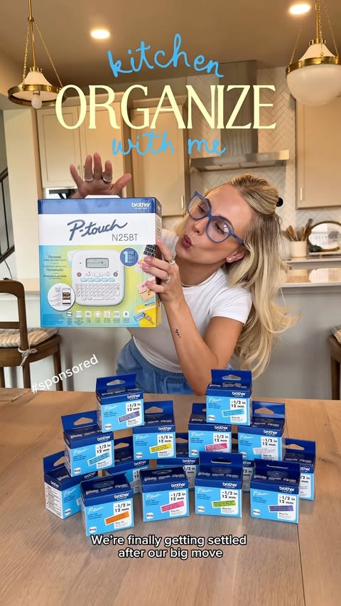 Instagram post by @ptouchessentials for Office Depot. Caption reads: [...] my kitchen with me🍴💙 Thanks to....