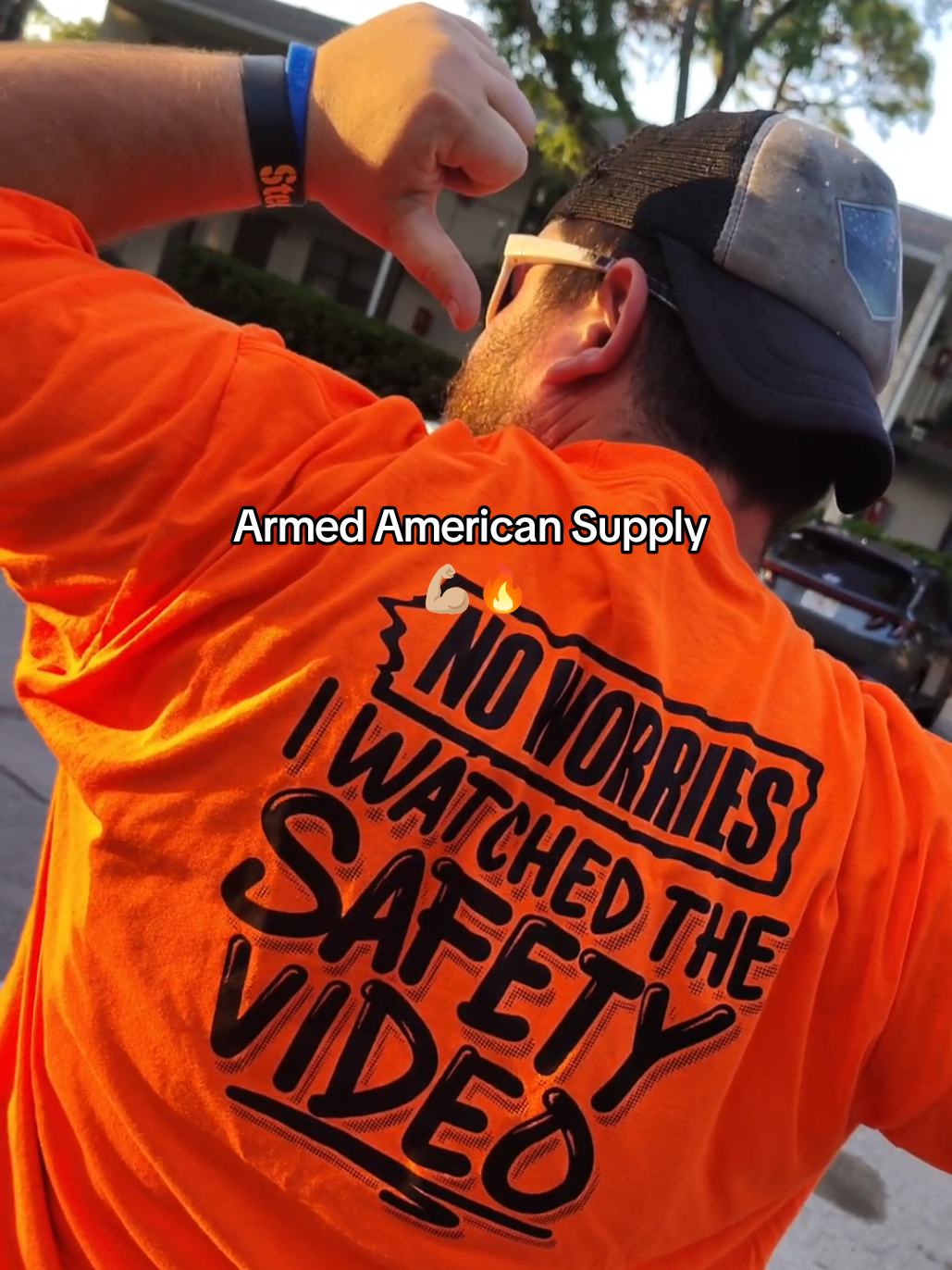 TikTok post by @sahmstyleandfinds for Armed American Supply. Caption reads: Check out this bad ass shirt from @Armed American....