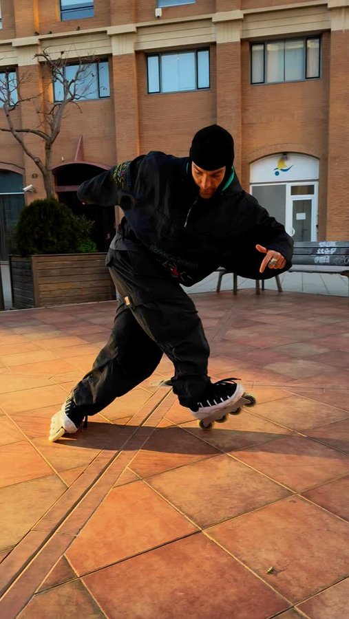 Instagram post by @nicola_torelli for Powerslide. Caption reads: New moves 🐉 . . Powered by @locoskates.shop .....