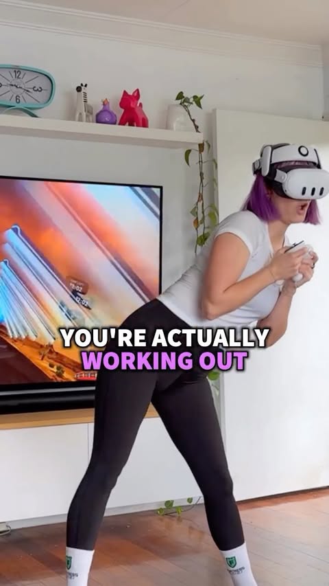 Instagram post by @naysy for FitXR. Caption reads: [...] moving, and it’s actually fun. And....