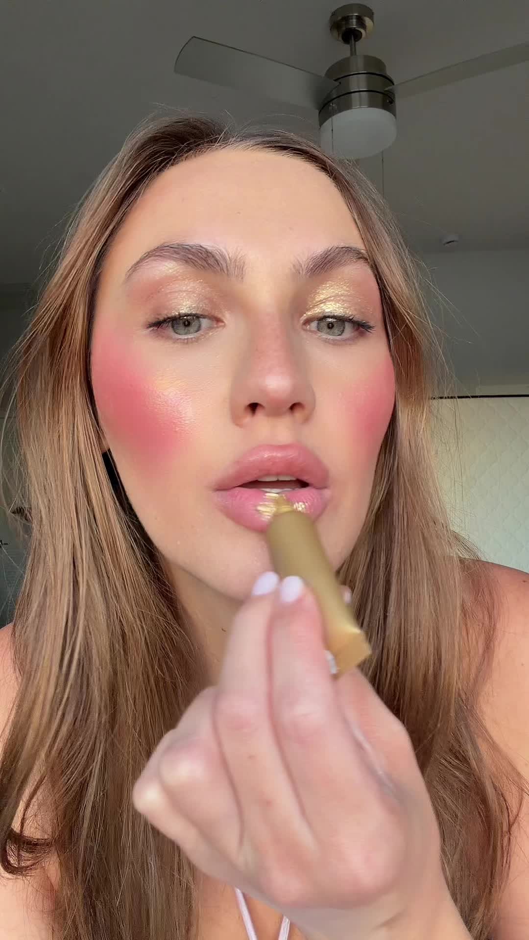 TikTok post by @daniellamagee for Haus Labs. Caption reads: [...] love the shimmer paints ✨✨✨ @Haus Labs....