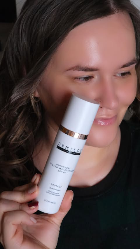 Instagram post by @alyonkashe for DRMTLGY. Caption reads: [...] FAVORITE everyday base right now - the....