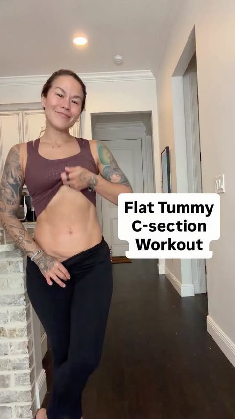 Instagram post by @diaryofafitmommyofficial for Bucked Up. Caption reads: Flat Tummy C-Section Workout. My C-Section scar....