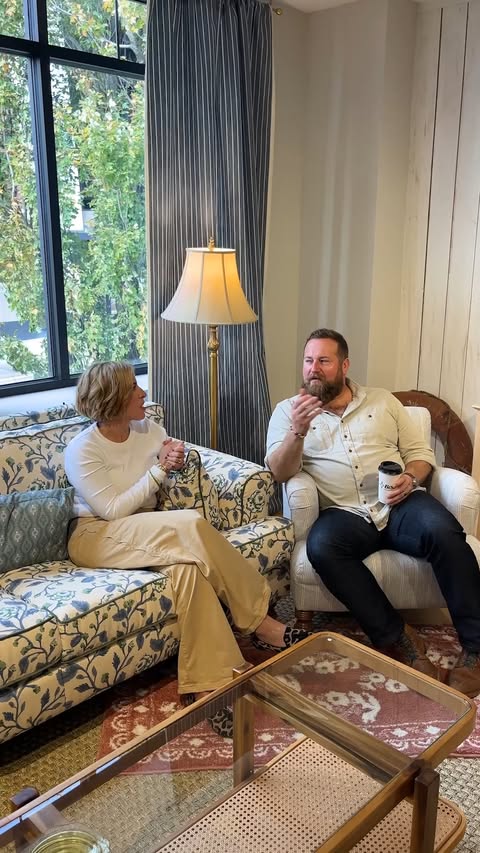 Instagram post by @erinapier for House Beautiful. Caption reads: Talk about a design duo! We caught up with HGTV's....