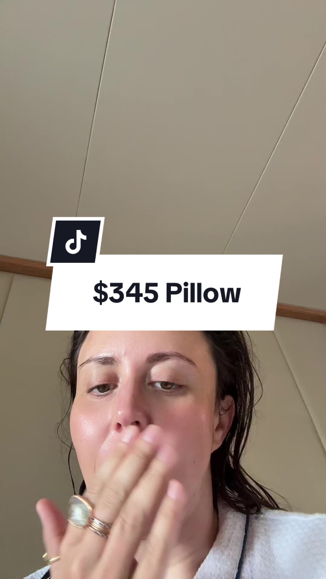 TikTok post by @whitneycatalano for Blissy. Caption reads: [...] $345 for a pillow crazy #sidesleeper....