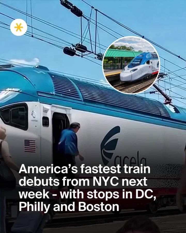 Instagram post by @secretphiladelphia for Secret NYC. Caption reads: [LINK IN BIO] A new era of American train travel....