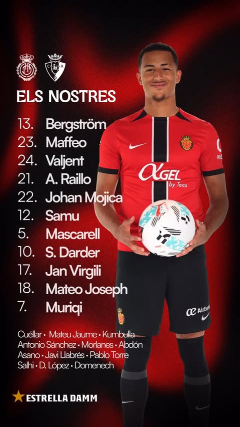 Instagram post by @rcdmallorcaoficial for Estrella Damm. Caption reads: 𝐗𝐈.