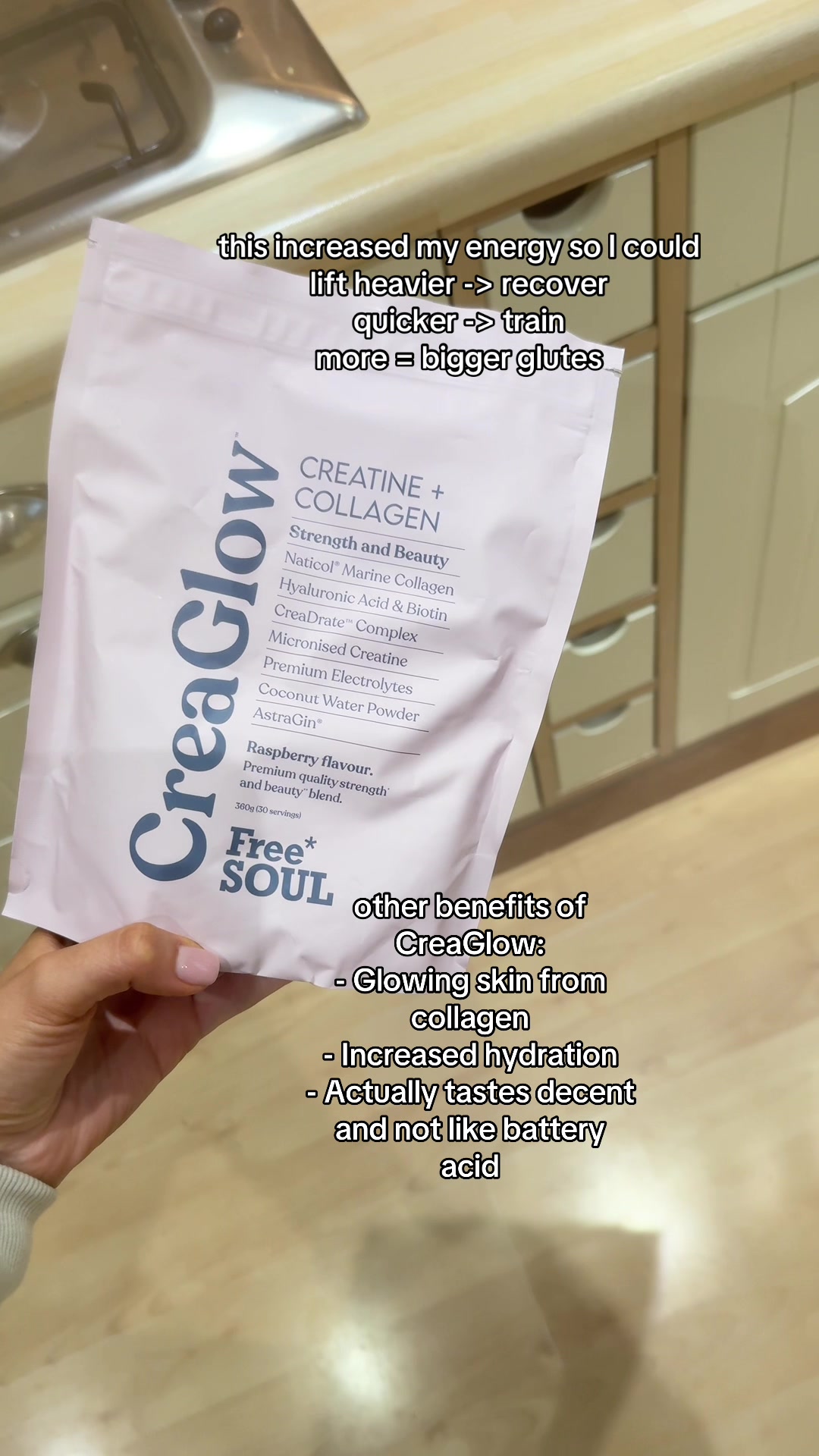 TikTok post by @growwpops for Free Soul. Caption reads: [...] #creatine #gymsupplements #freesoul @Free....