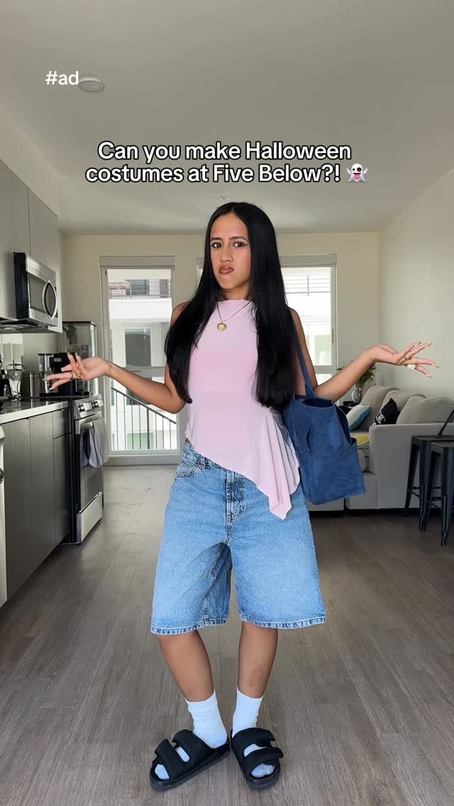 Instagram post by @angelinamj for Five Below. Caption reads: Halloween finds at @fivebelow?! Shop online or in....