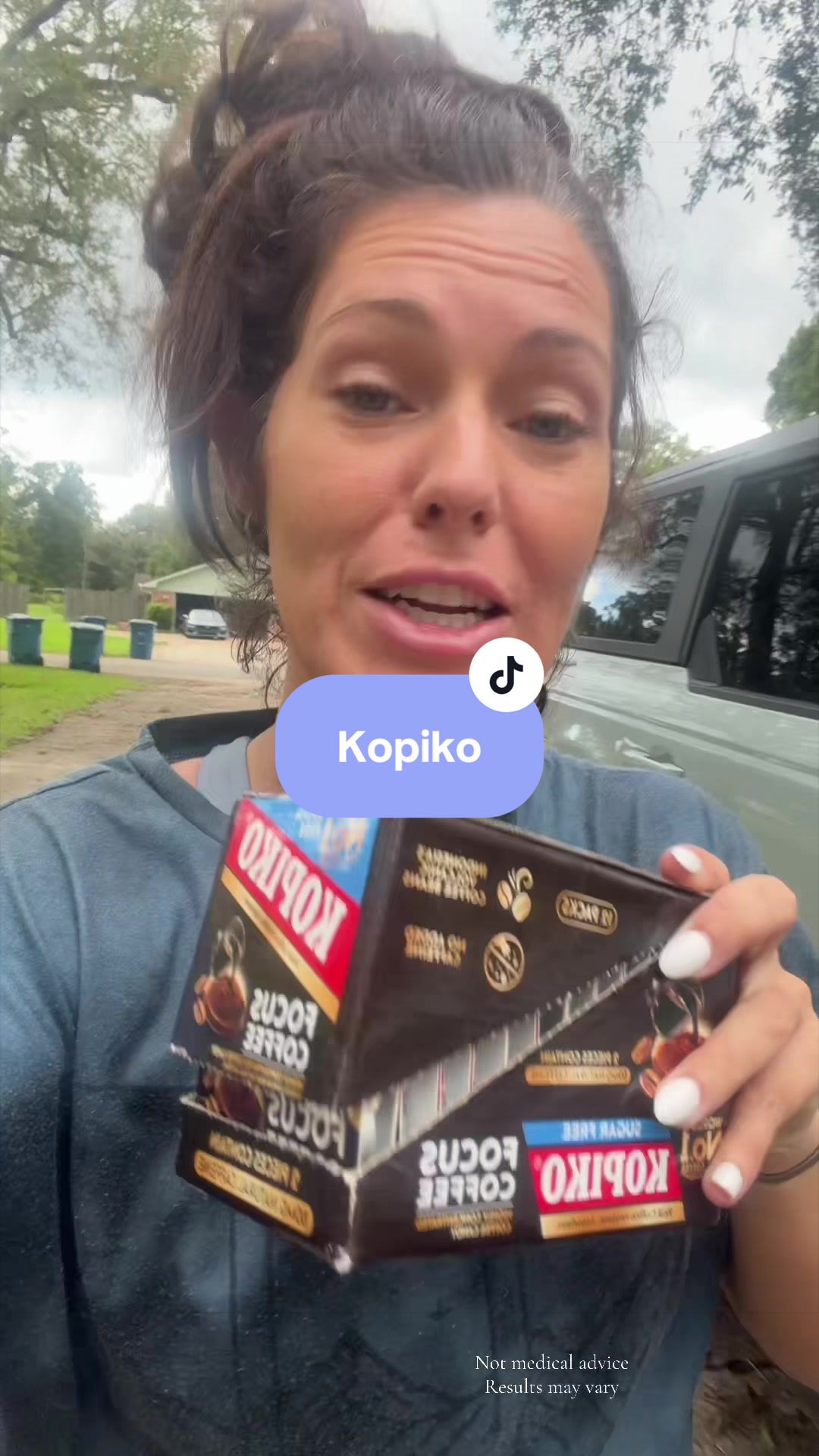 TikTok post by @kayetheldickerson for Kopiko USA. Caption reads: •ones a liquid• the other is CANDY @Kopiko US....