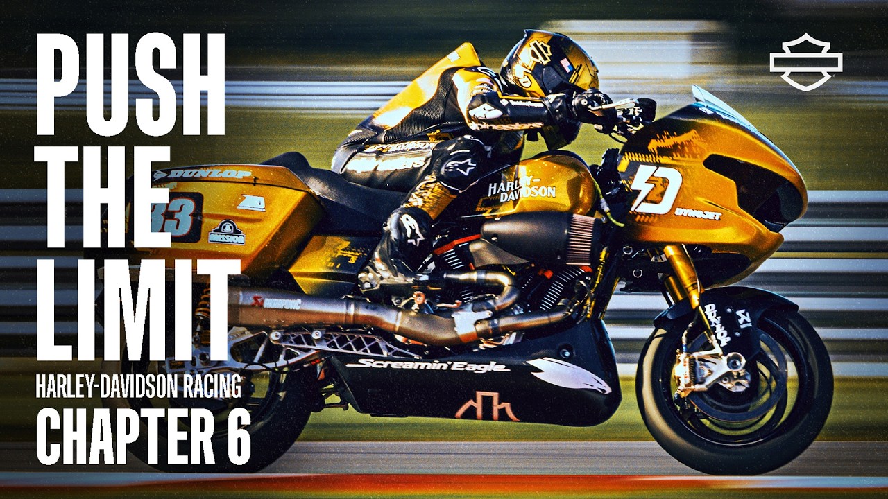 YouTube post by @harleydavidson for Harley-Davidson. Caption reads: Push The Limit | Harley-Davidson Racing | Season 3....