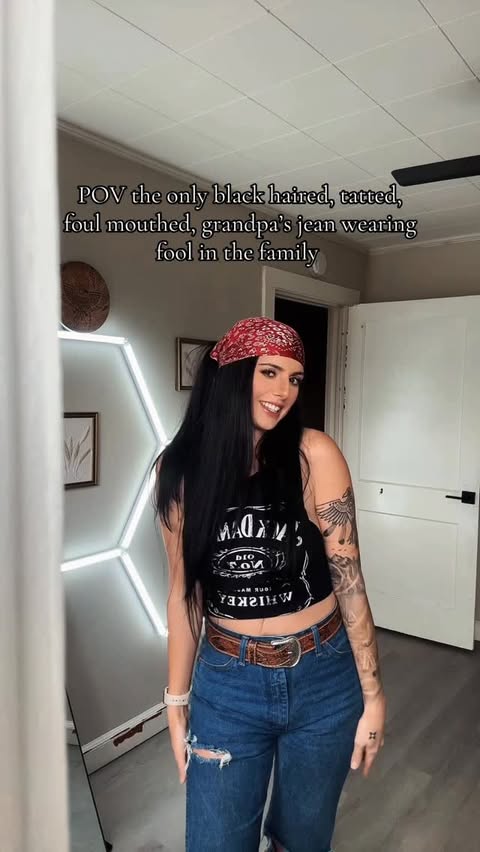Instagram post by @autumnbrookemusicc for Wrangler. Caption reads: [...] #westernfashion #punchy #tatted....
