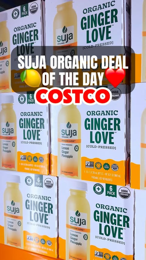 Instagram post by @costcowonders for Suja Organic. Caption reads: [...] and stock up at your local Costco!....