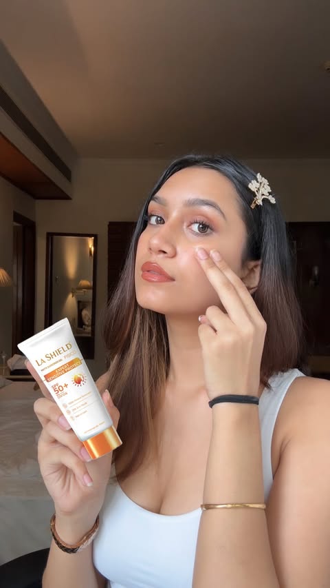 Instagram post by @pranjal_priya_ for La Shield. Caption reads: Get-Set-Out! Always feeling prepared with La....