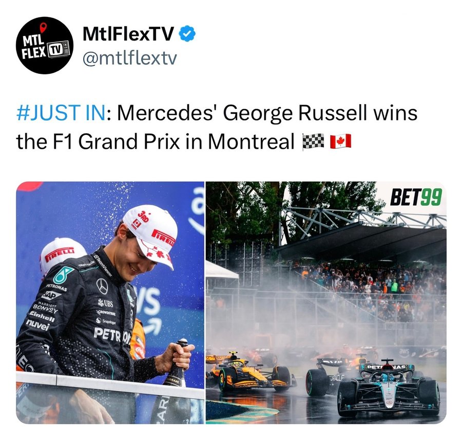 Instagram post by @mtlflextv for BET99 Sportsbook & Casino. Caption reads: What did y’all think of the Montreal Grand Prix....