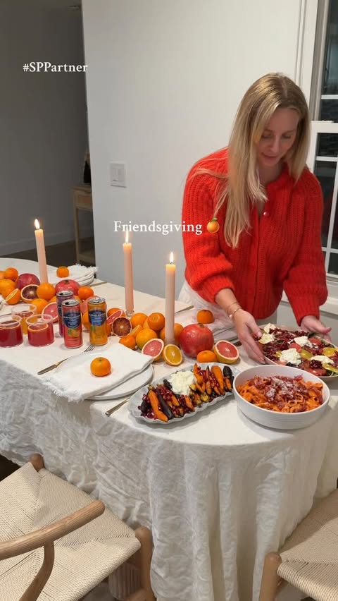 Instagram post by @alessandrabrontsema for Sanpellegrino. Caption reads: A Citrusy Friendsgiving with @sanpellegrino_us 🍊....