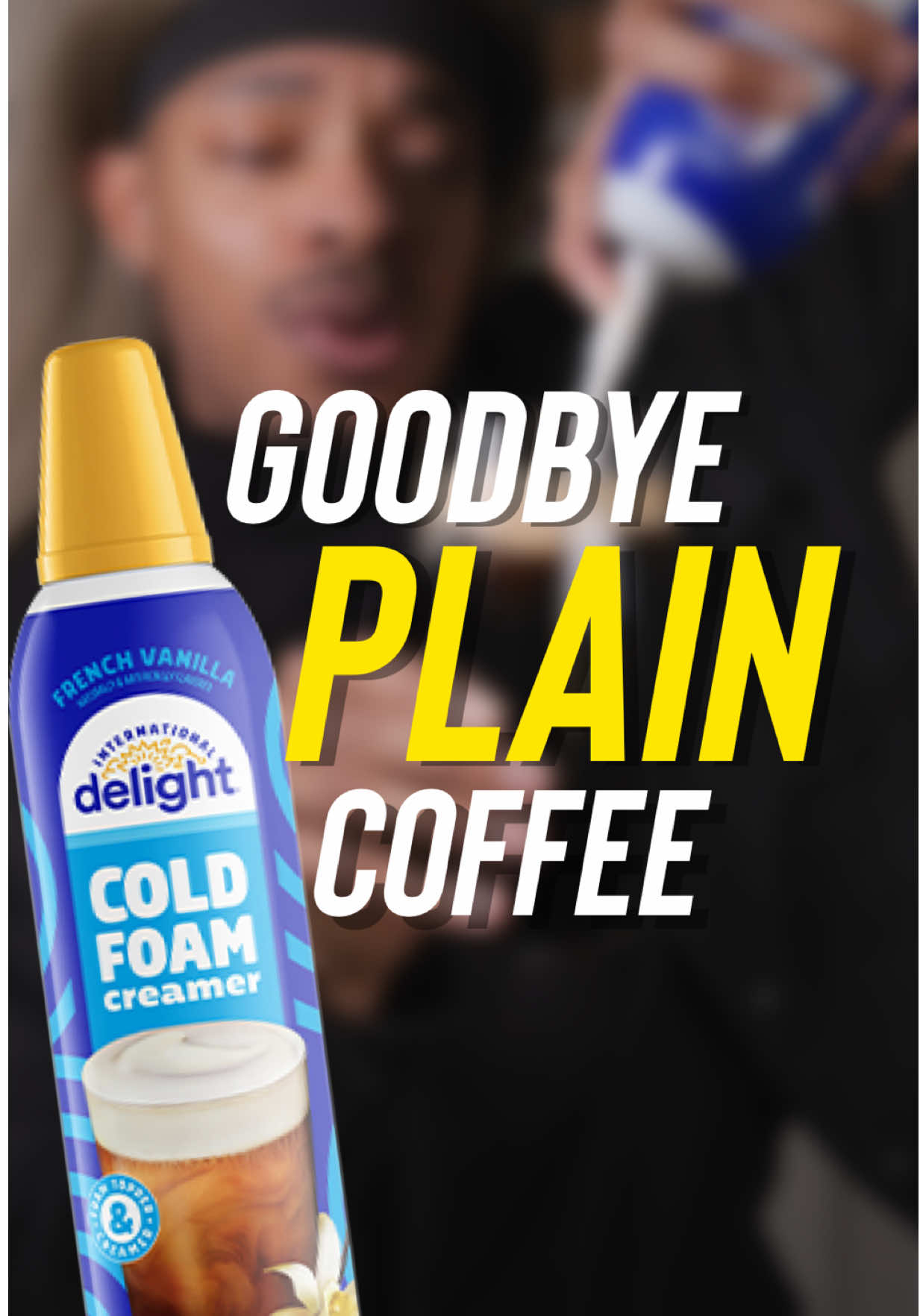 TikTok post by @officiallytonytoks for International Delight. Caption reads: #InternationalDelightPartner Plain Coffee Is....