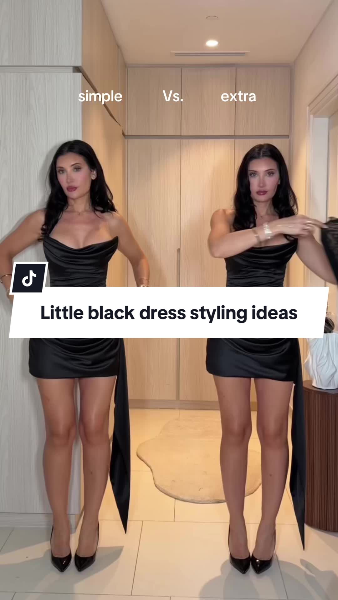 TikTok post by @chriena for BABYBOO FASHION. Caption reads: The perfect little black dress of the season....
