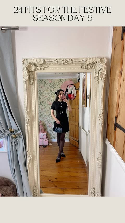 Instagram post by @hellomissjordan for LK Bennett. Caption reads: 24 FITS FOR THE FESTIVE SEASON DAY 5 🎀 The....