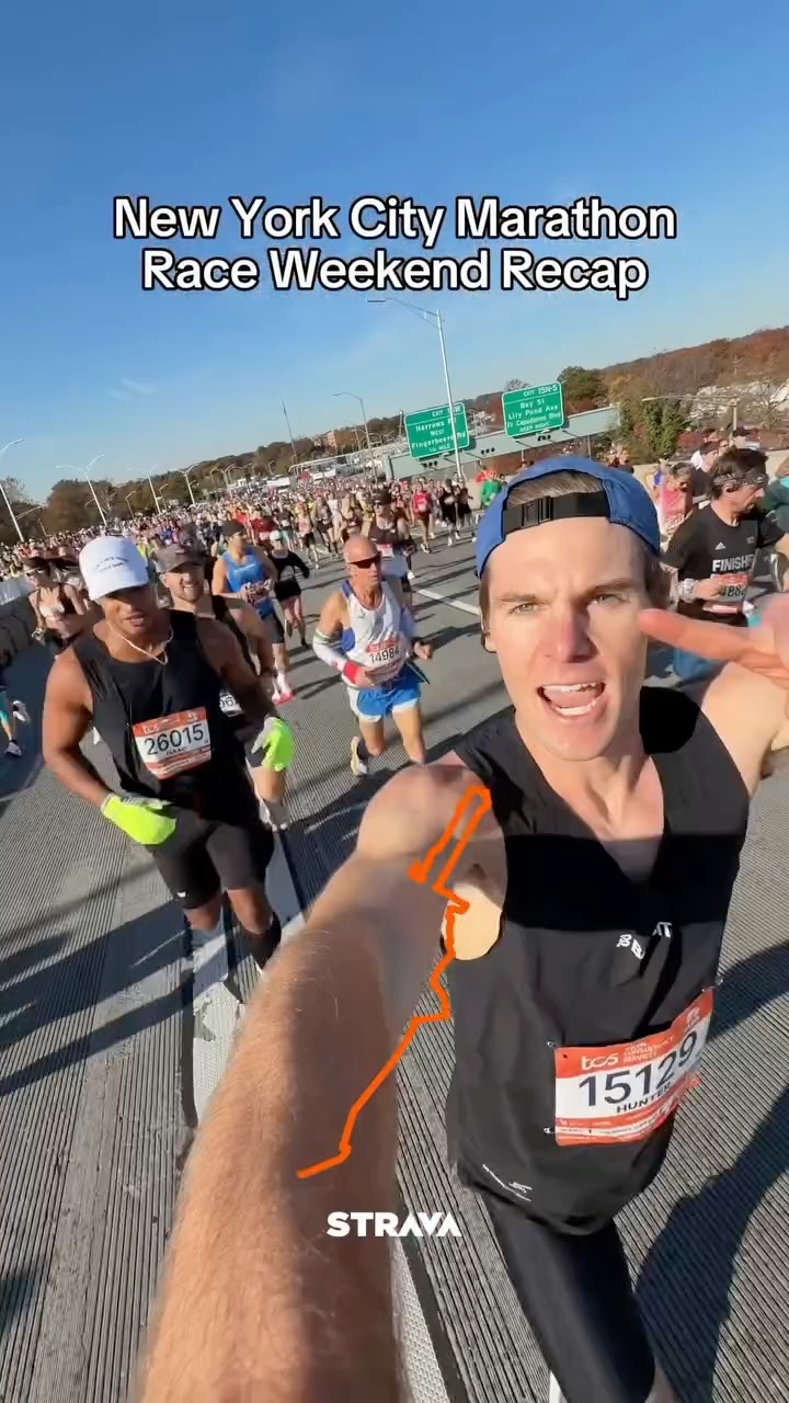 Instagram post by @mayaandhunter for Strava. Caption reads: could not have done it without my @Strava....