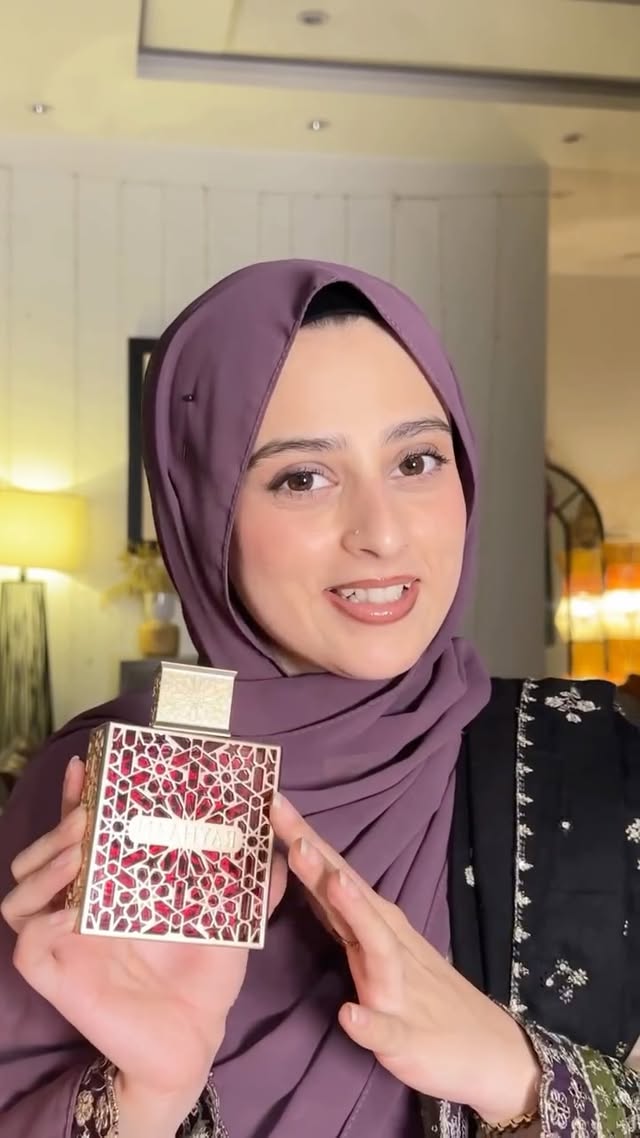 Instagram post by @samramirr_ for Rayhaan Perfumes. Caption reads: Back with another perfume recommendation for my....