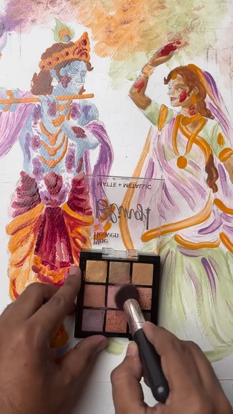 Instagram post by @sanjuarts7 for Blue Heaven Cosmetics. Caption reads: [...] Drawing With Makeup Products 😍....