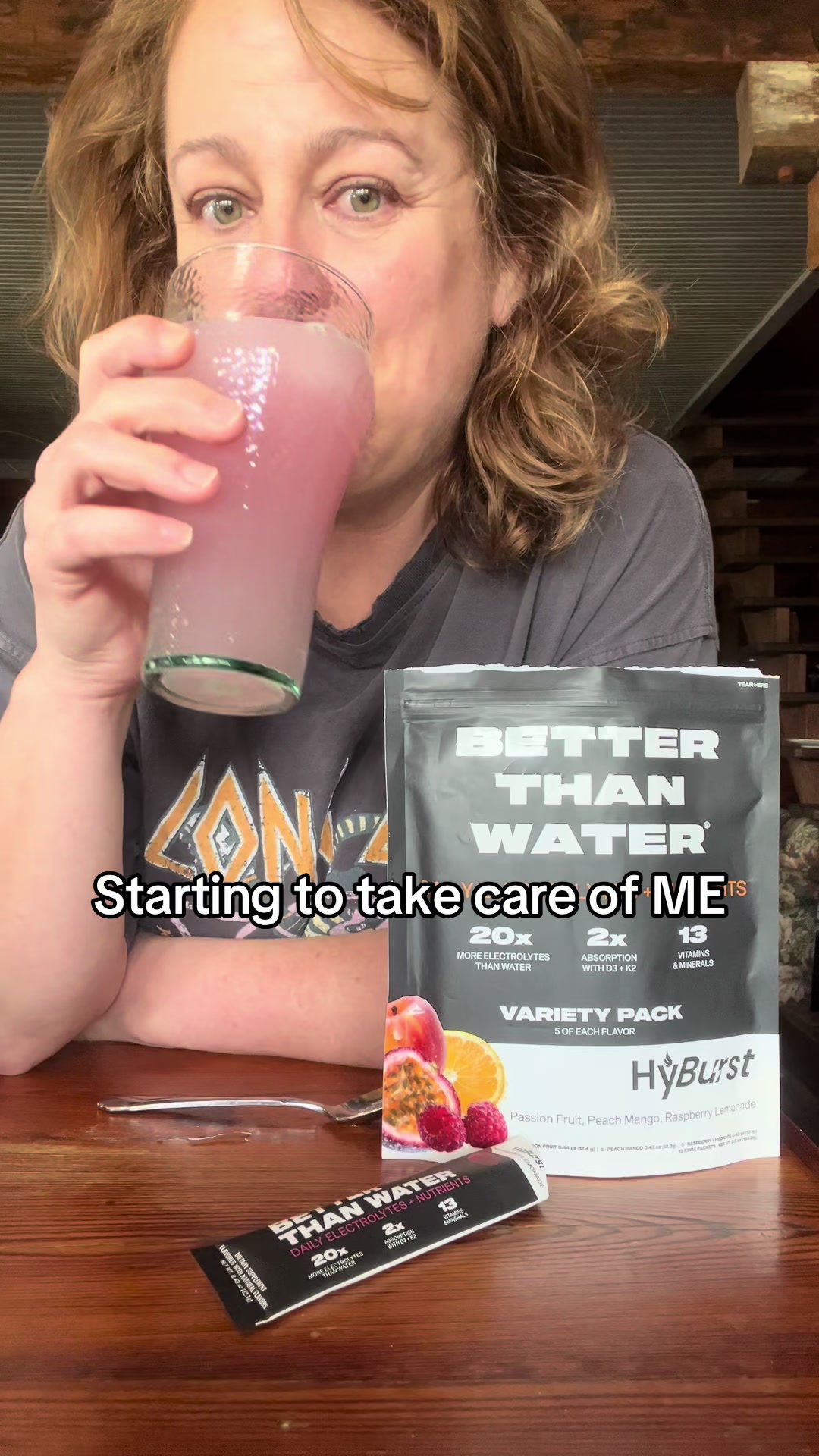 TikTok post by @heatherbama22 for Hyburst. Caption reads: Trying to take better care of myself at 50… and....