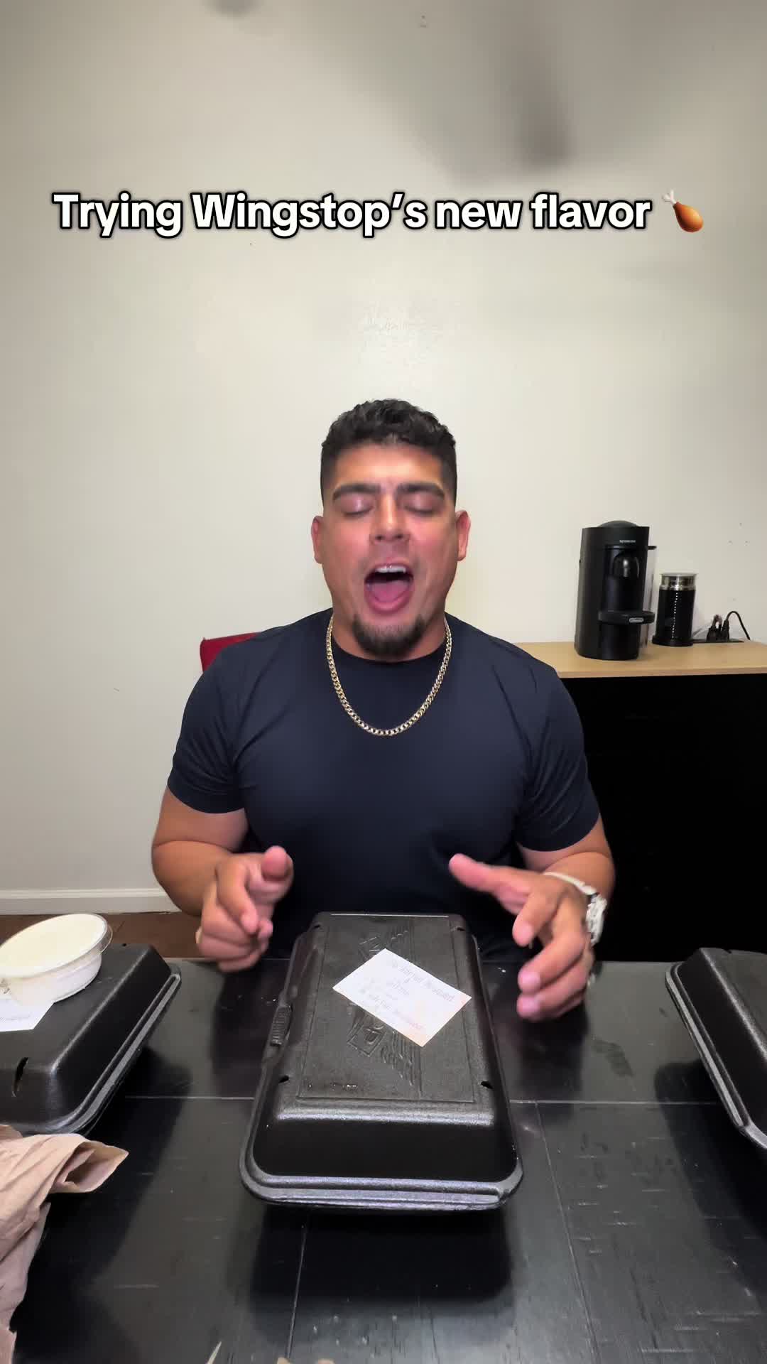 TikTok post by @notenoughjam for Wingstop. Caption reads: Santa Clause is watching @Wingstop 👀🎅🤣🤣 #wings....