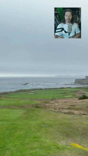 Instagram post by @jakehuttgolf for Pinned Golf. Caption reads: Hole 16 ocean course HMB! 🤘🏽 @pinnedgolf #ad.