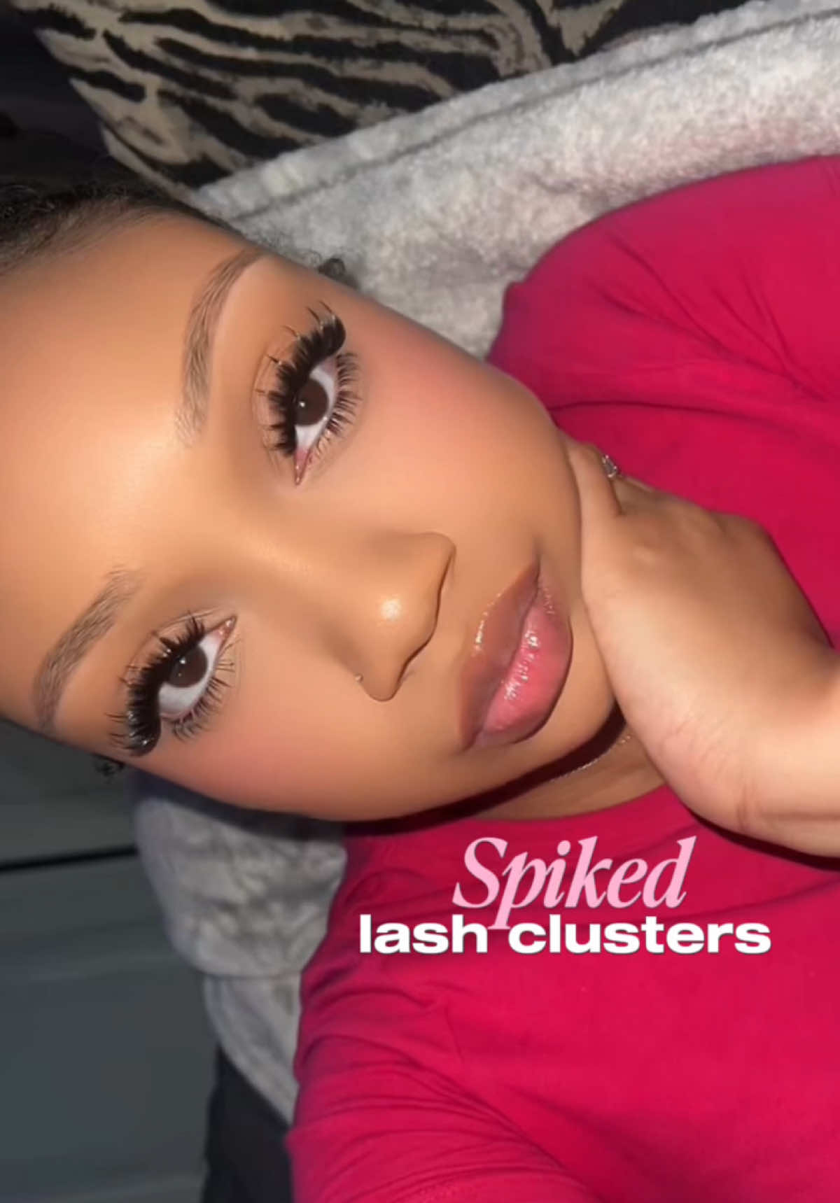 TikTok post by @aquariussed for Geeneiya Lashes. Caption reads: [...] #spikedlashes #lashtok #fyp | @Geeneiya....