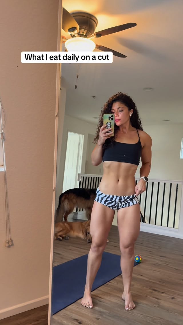 Instagram post by @kayteejones_ for RP Strength. Caption reads: What I eat pretty much daily on the my cut....