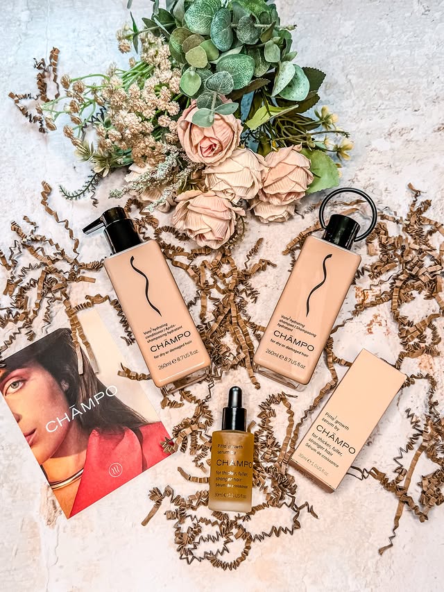 Instagram post by @amomentwithfranca for Chāmpo Haircare. Caption reads: ✨Stronger & healthier hair✨ Ad | I’ve received....