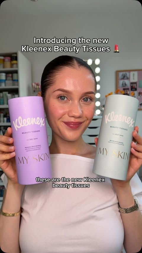 Instagram post by @sparklesandskin for Kleenex. Caption reads: Introducing the new @kleenex_uk beauty tissues 💄....