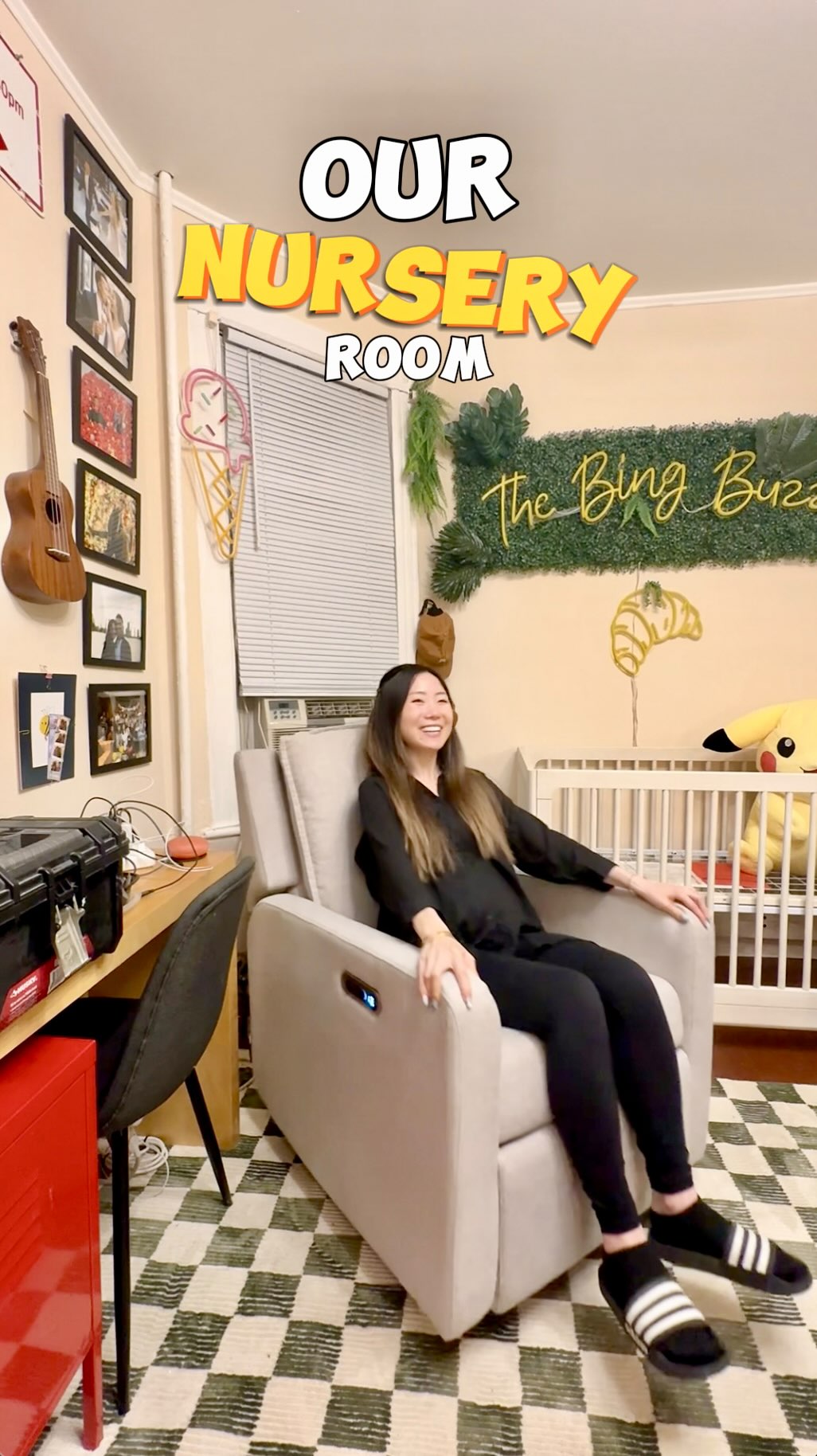 Instagram post by @bingbuzz for Delta Children. Caption reads: This is our office - where editing happens,....
