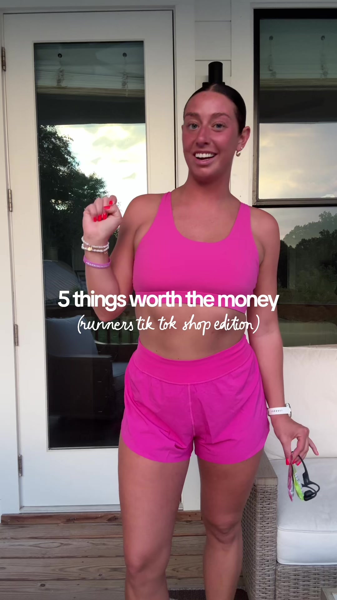 TikTok post by @caro_manning for Running Girl. Caption reads: [...] @Saturday Strides #runningmusthaves @RUNNING....