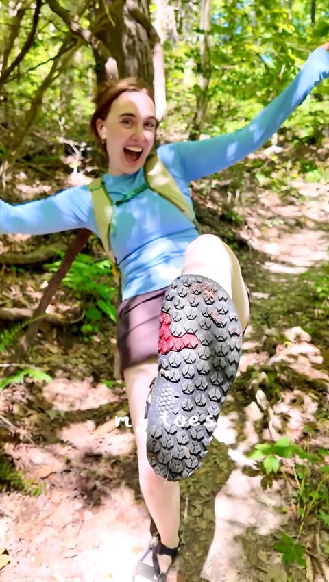 Instagram post by @geobeckly for VIVOBAREFOOT. Caption reads: [...] clumsy…but since I started wearing....