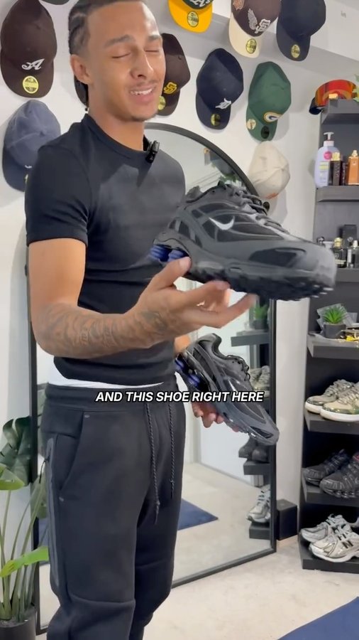 Instagram post by @crwnmason for JD Sports. Caption reads: These Shox from @jdsports are too clean....