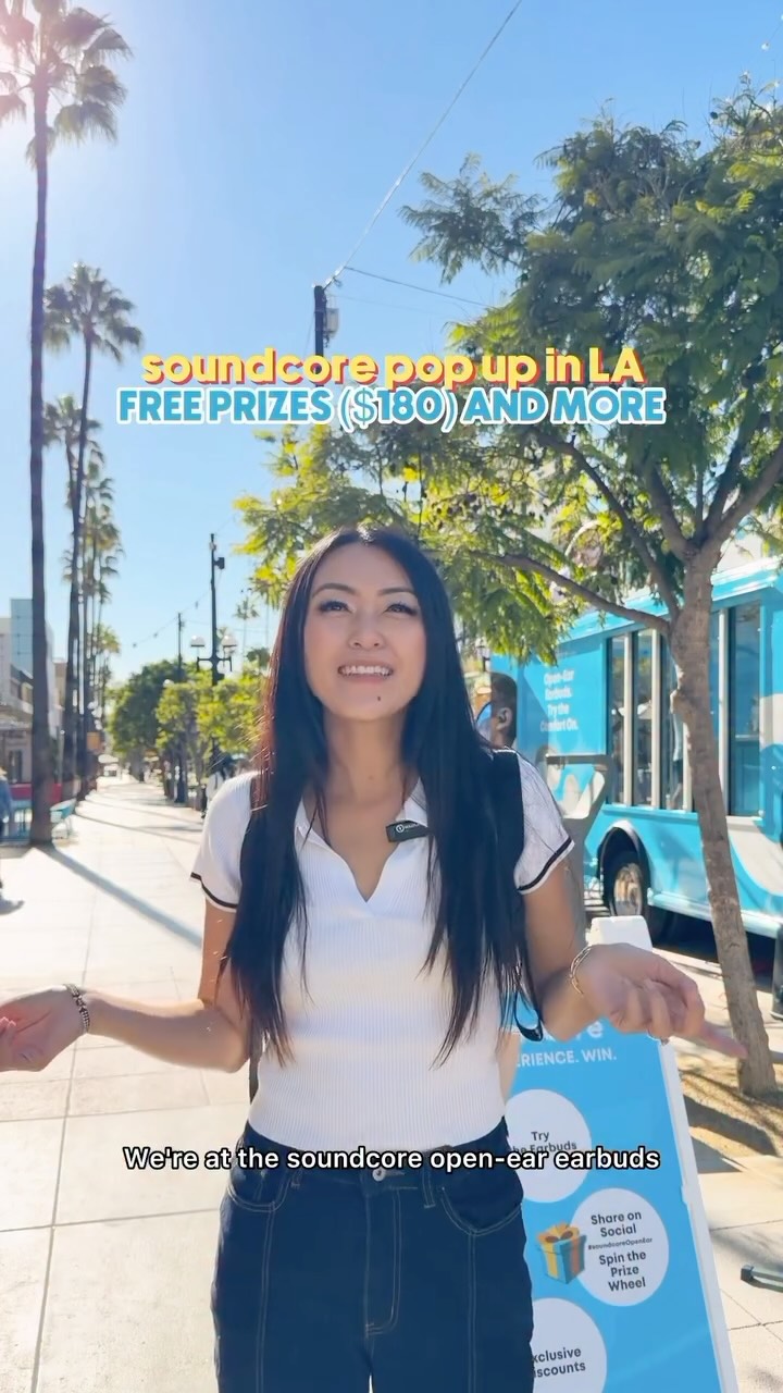 Instagram post by @celinelinarte for Soundcore. Caption reads: Free pop up in LA❗️ @soundcoreaudio by....