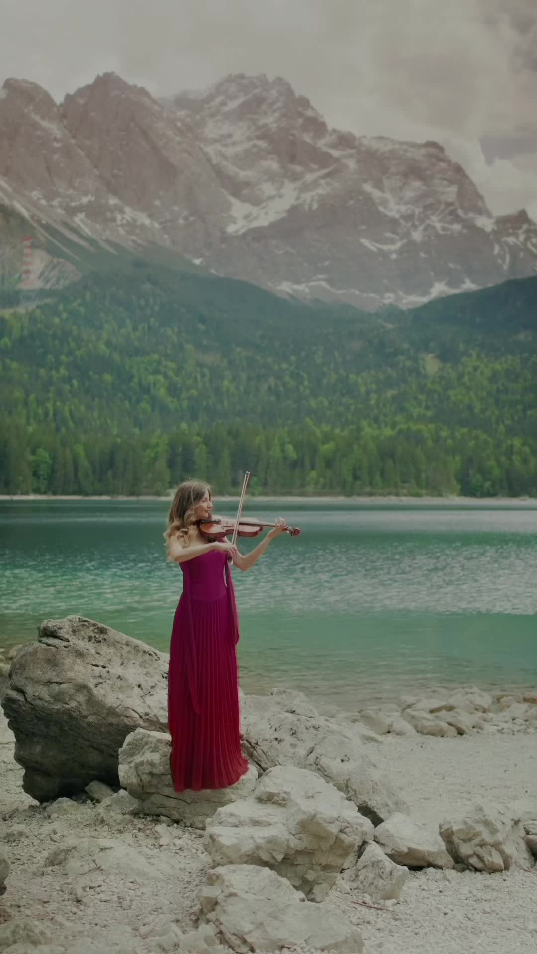 TikTok post by @violinia.de for Meshki. Caption reads: 🎻 The Sound of Silence — Violin Cover  . @Meshki....