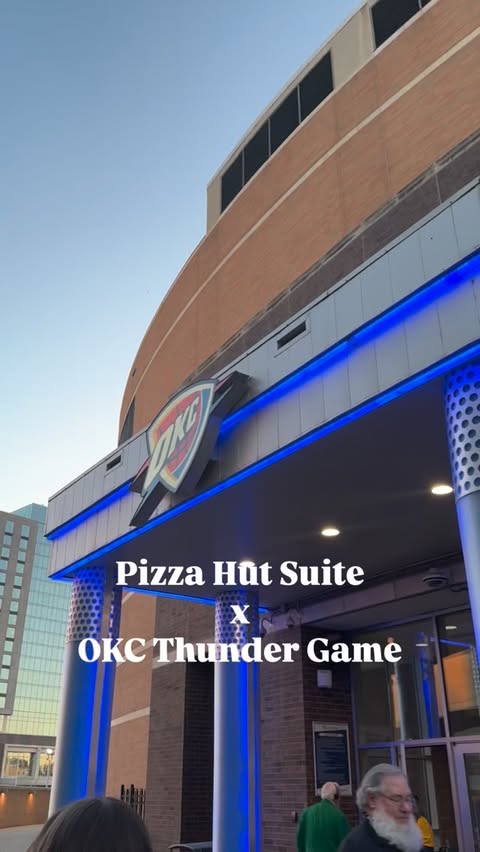 Instagram post by @tiffanyinokc for Pizza Hut. Caption reads: Pizza Hut suite at the OKC Thunder game! A time....