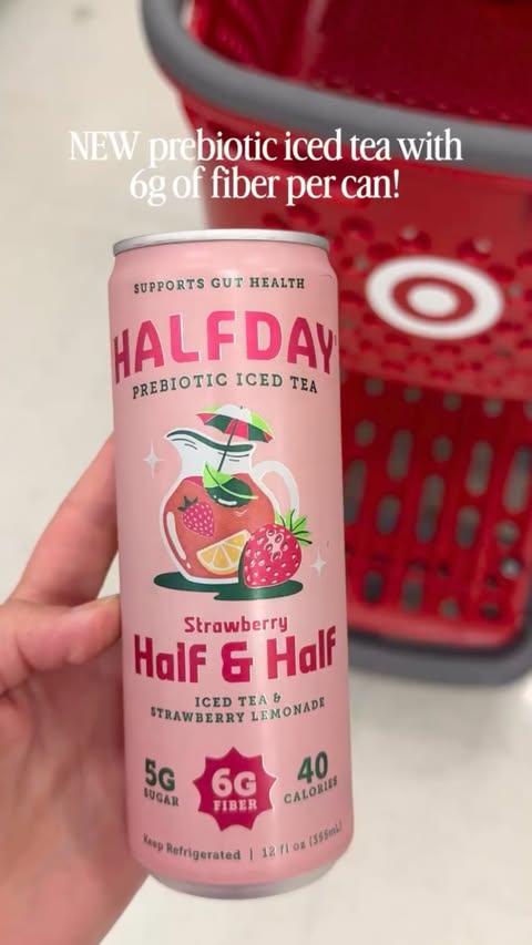 Instagram post by @trendyfavefinds for Halfday Iced Tea. Caption reads: Spotted at @target and immediately added to cart....