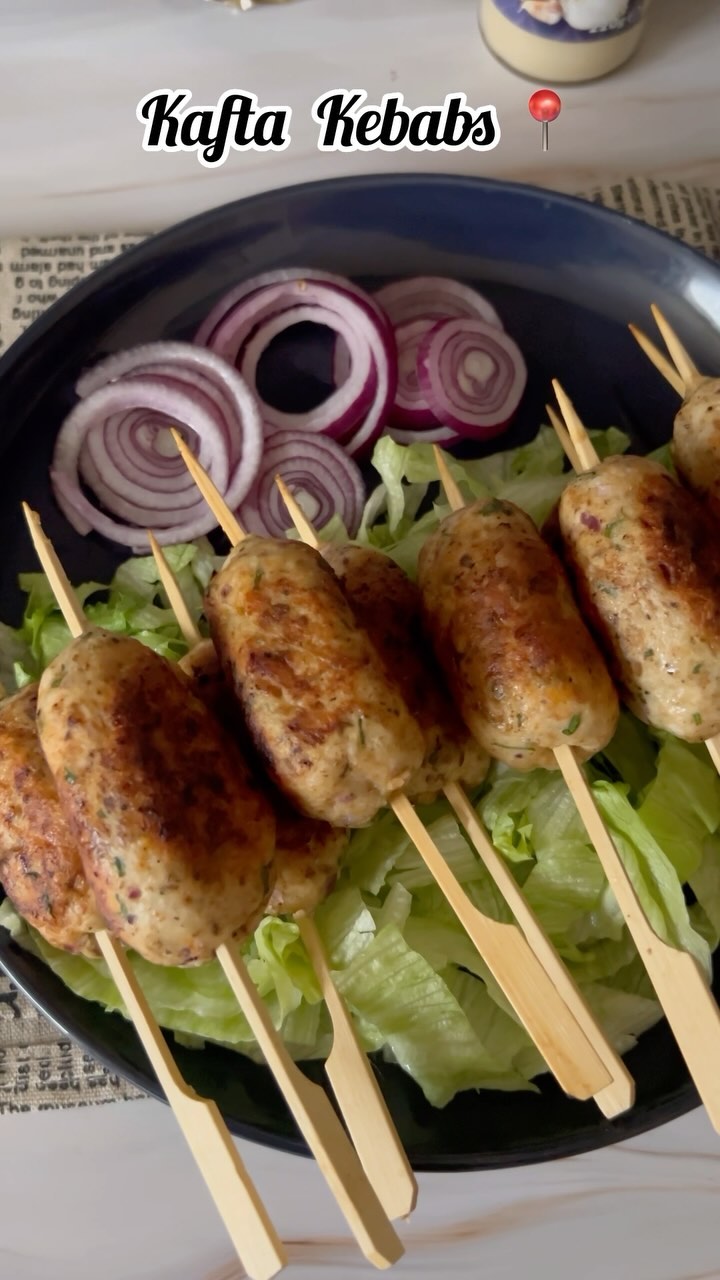 Instagram post by @minnas_lifestyle for Khanum's. Caption reads: Chicken Kafta kebab📍 Ingredients ✅ 250 g chicken....