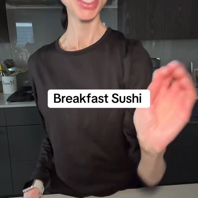 Instagram post by @healthyish_mommy for SunButter. Caption reads: Sushi for breakfast that kids will love! #sushi....