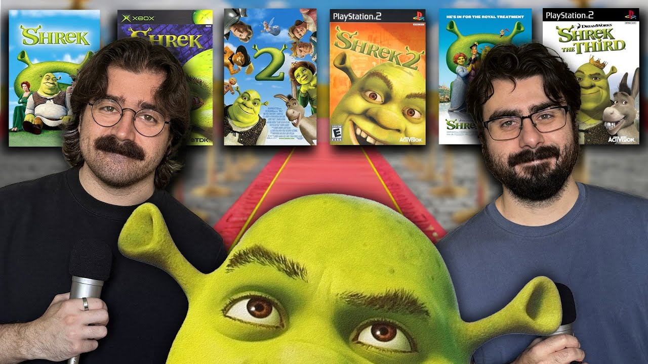 YouTube post by @Burback for Shopify. Caption reads: The Shrek Movie Games.