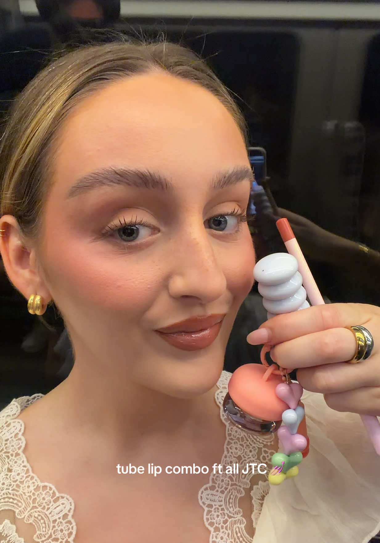 TikTok post by an influencer for Jordana Ticia Cosmetics. Caption reads: lip combo of dreams !! @Jordana Ticia 🪽✨....